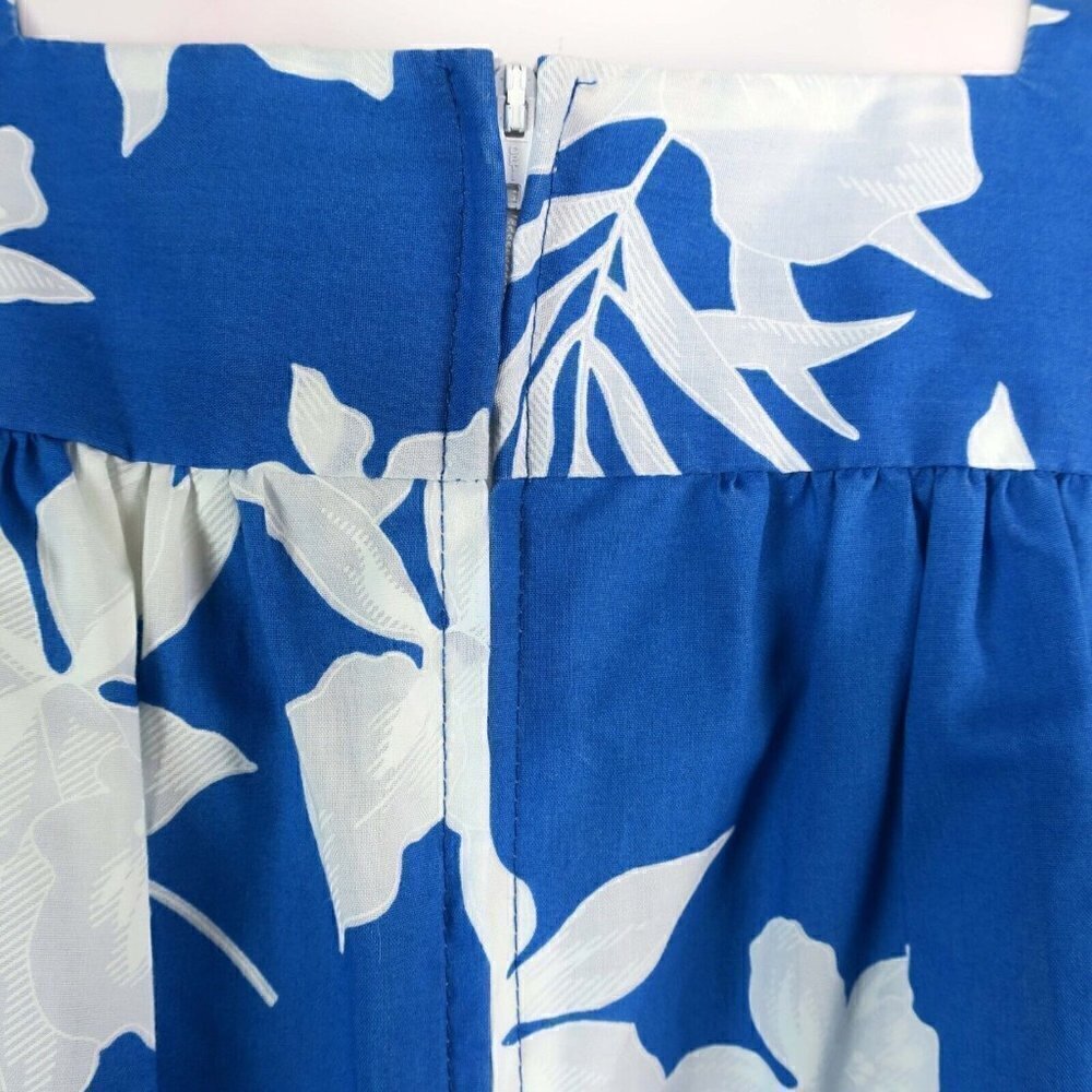 Aikane Hawaii Aloha Vintage Muumuu Lounge Trumpet Dress Blue Floral Women's XL - Picture 3 of 5